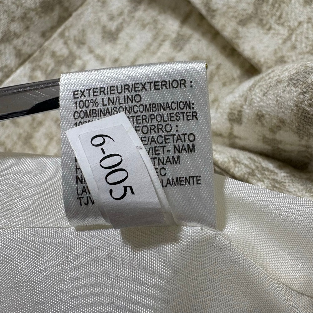 TAHARI Arthur S Levine Women Pant Suit Jacket 6 Cream Beige Hemp Linen Textured - Picture 7 of 12